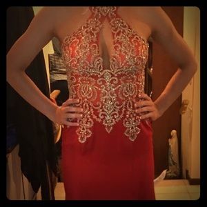 One of a Kind Royal Red Jovani Keyhole Prom Dress